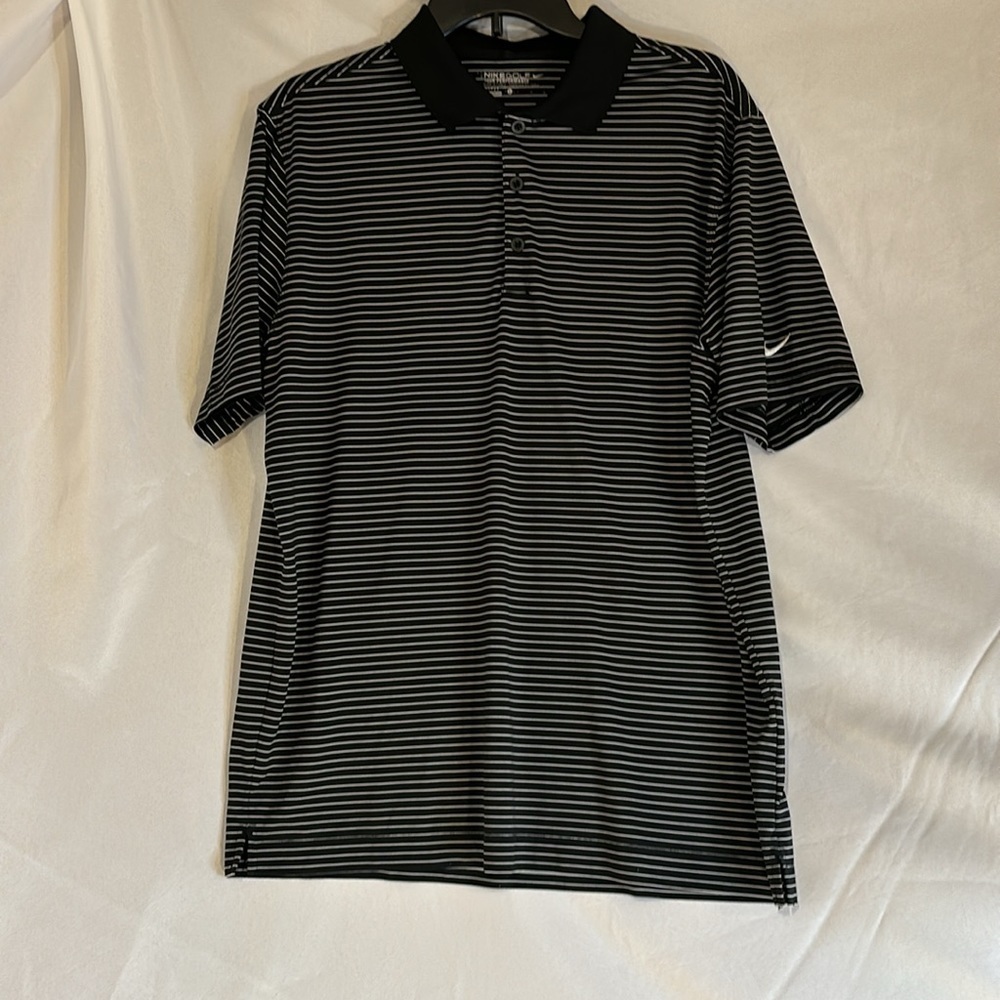 BOGO Nike Golf Black & White Stripe Polo DRI-FIT Shirt Size L